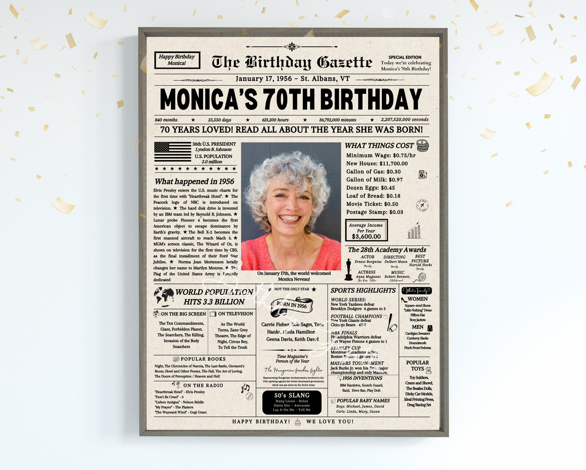 70th Birthday Newspaper Customized USA Main image