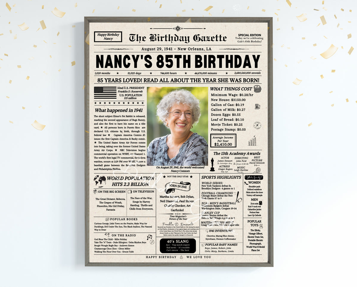 85th Birthday Newspaper Customized USA Main image