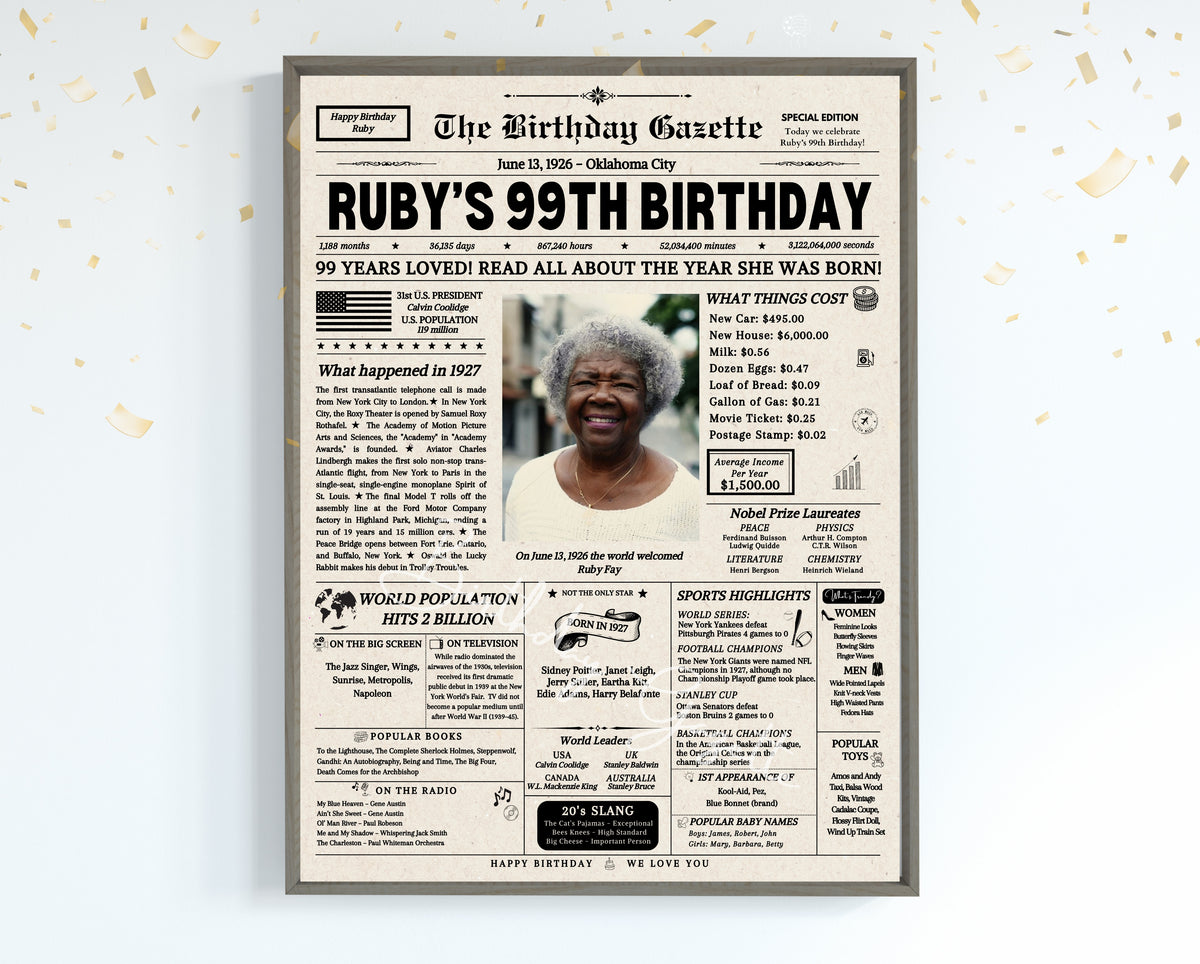 99th Birthday Newspaper Customized USA Main image