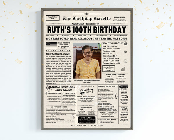 100th Birthday Newspaper Customized USA